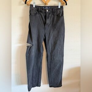 Hollister Women’s Ultra High Rise Dad Distressed Black Jeans